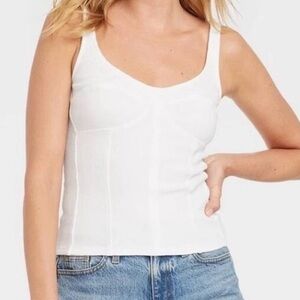 Universal Thread Corset Tank Top Womens Ribbed Stretch White XXL NWT